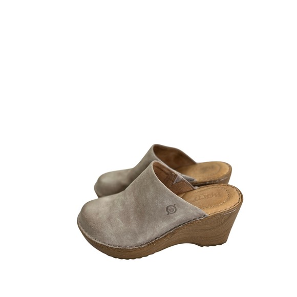 Born Shoes - Born Natalie Suede Wedge Clog Mules Tan Camel Size 7M